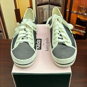 Kate Spade Black and White Lace-Up Sneakers